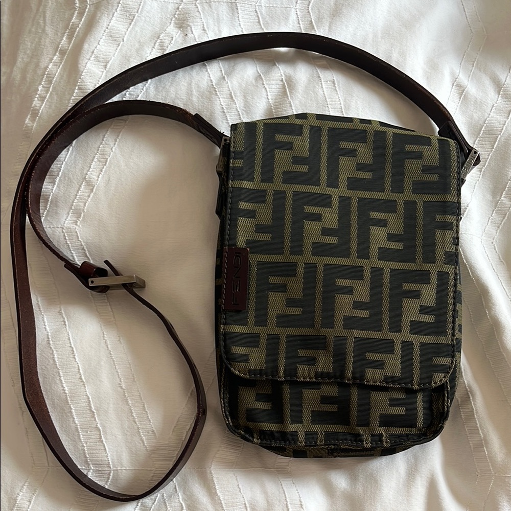 Fendi Zucca Crossbody Bag - Black and Brown